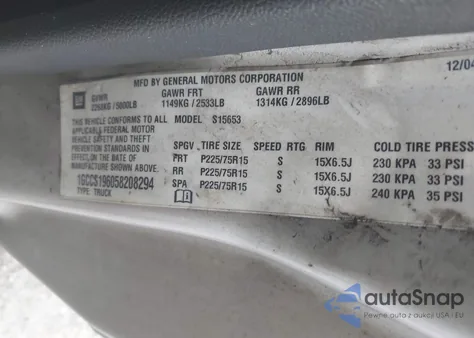 2005 Chevrolet Colorado Ls from USA, damaged, VIN 1GCCS196058208294